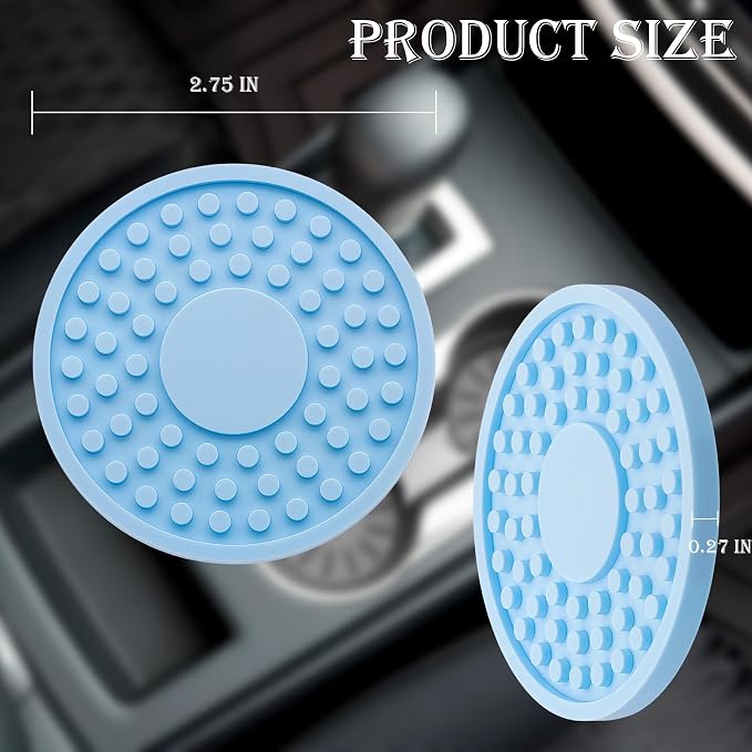 2 Pack Anti-Slip Car Cup Holder Mat – 2.75 Inch Silicone Drink Coaster, Secure Fit for Cars & Trucks – Cute Interior Decor for Women & Girls (Blue)