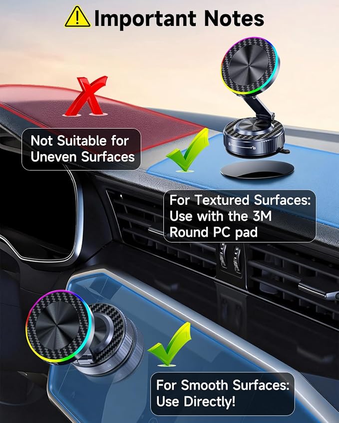 for MagSafe Car Mount Charger, 15W Fast Charging Magnetic Wireless Car Charger, Vacuum Magnetic Phone Holder [120LBS Ultra Suction Cup & 3800gf Magnet ] 780° Dashboard Car Bracket for iPhone & Android