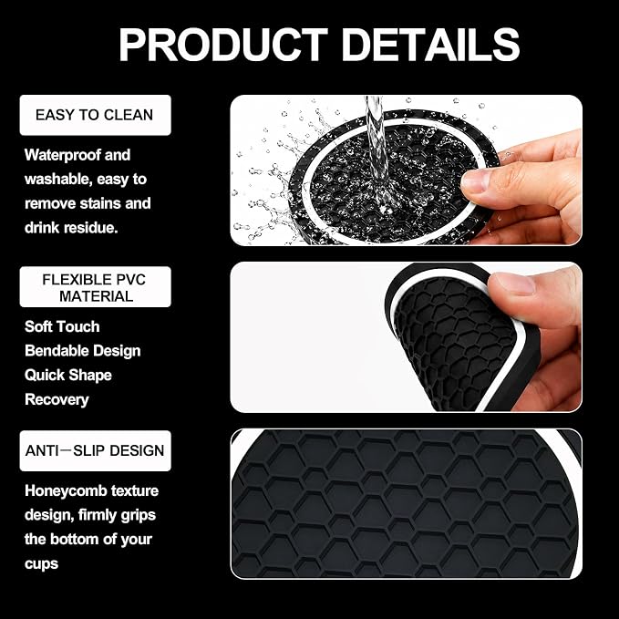 4PCS Car Cup Holder Coasters - 2.75 Inch Non-Slip Insert Water Bottle Holder Pads, Dustproof Automotive Interior Accessories Mat, Universal for Vehicles, Trucks, RVs (White)