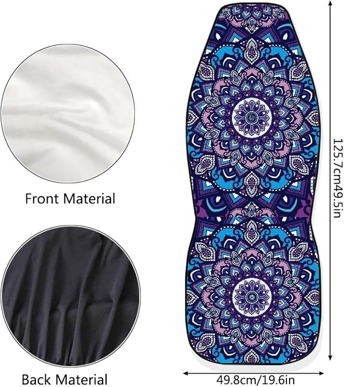 Boho Mandala Car Seat Covers Front Set Floral Premium Polyester Seat Covers Comfort Decorative Front Bucket Seat Cover for Cars Sedans Truck SUV Vans