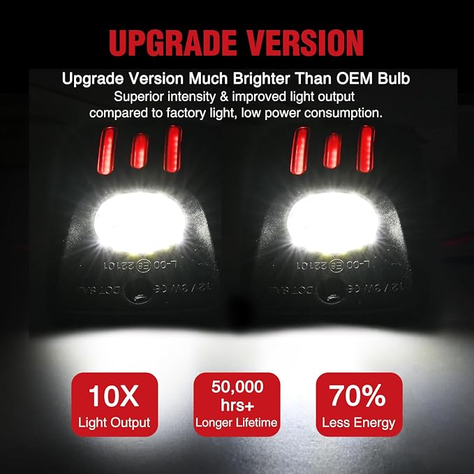 Nilight License Plate Lights Compatible with 1995 1996 1997 1998 1999 2000 2001 2002 2003 2004 Toyota Tacoma Red OLED Neon Tube 6000K White 2PCS Pack