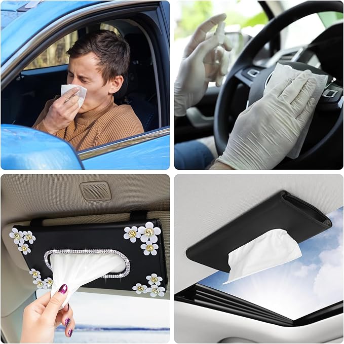 Car Tissue Refill, 3-Ply Disposable Facial Tissues for Car Sun Visor, Paper Napkin Holder, Nice Tissue for Sun Visor Box, Car Travel Tissues, Soft, Smooth and Comfortable (10 pack)