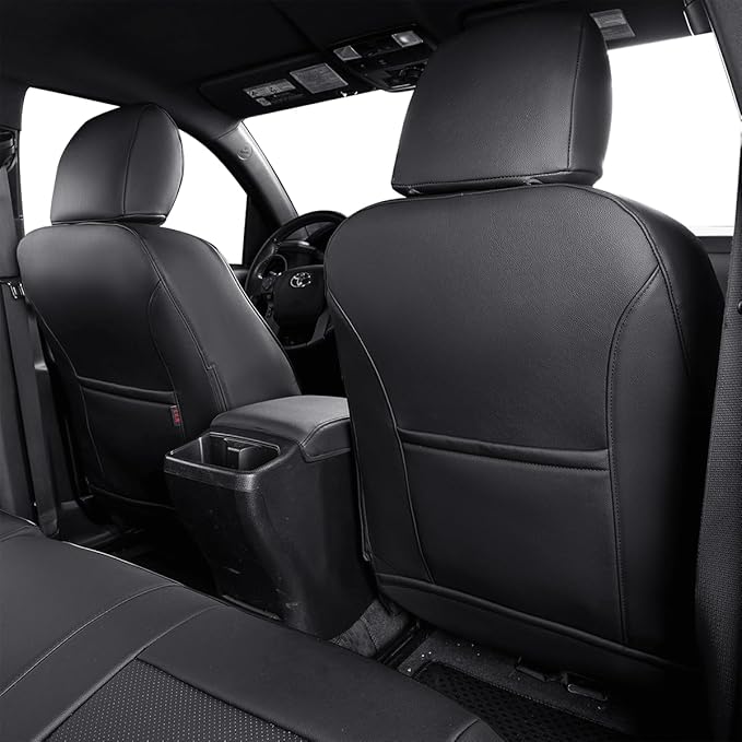 EKR Custom Fit Tacoma Car Seat Covers for Toyota Tacoma 2016 2017 2018 2019 2020 2021 2022 2023 Access Cab -Full Set,Faux Leather(Black)