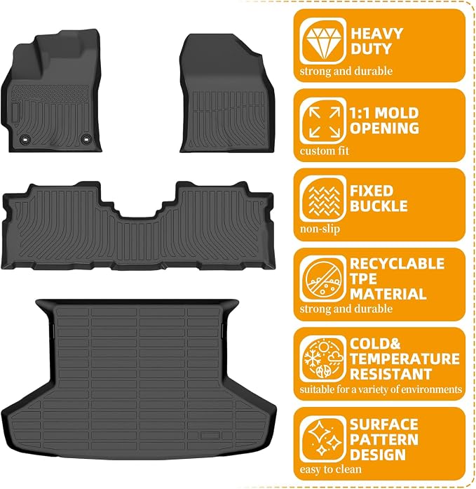 Floor Mats for Toyota Prius V 2012-2018, TPE All Weather Prius V Floor Mats | Non-Slip Waterproof 1st & 2nd Row & Cargo Liner