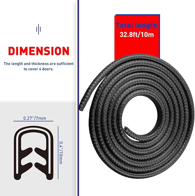 Car Door Edge Guards,Rubber Seal Protector U Shape Edge Trim Door Edge Protection Fit for Most Car (32FT, Black)