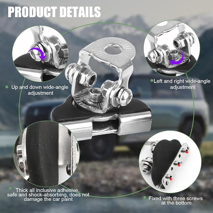 Osilly Car LED Light Bar Mounting Bracket, 2PCS Adjustable Vehicle Pillar Hood Lighting Mount Clamp Holder with Hex Wrenches, Auto Lamp Accessories, Universal for Off-Road Truck SUV (Black/Silver)