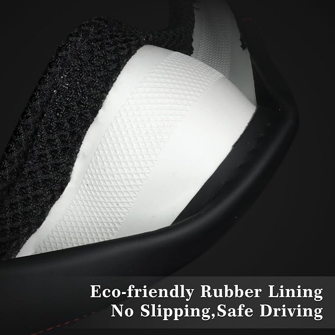 KAFEEK 15 Inch Steering Wheel Cover, Cooling Ice Silk，Premium Microfiber Leather Hybrid Design, Anti-Slip Rubber Inner, Breathable, Universal Fit for 14.5-15" Auto Steering Wheels, Black