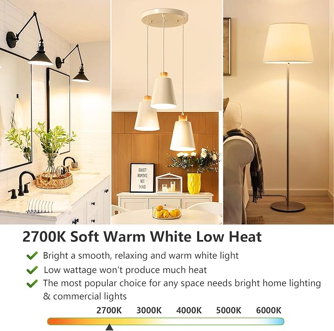 Maylaywood A19 LED Light Bulbs, 60 Watt Equivalent, 2700K Warm White, 850LM, Non-Dimmable, E26 Base, 9W Bright White LED Bulb, 4-Pack
