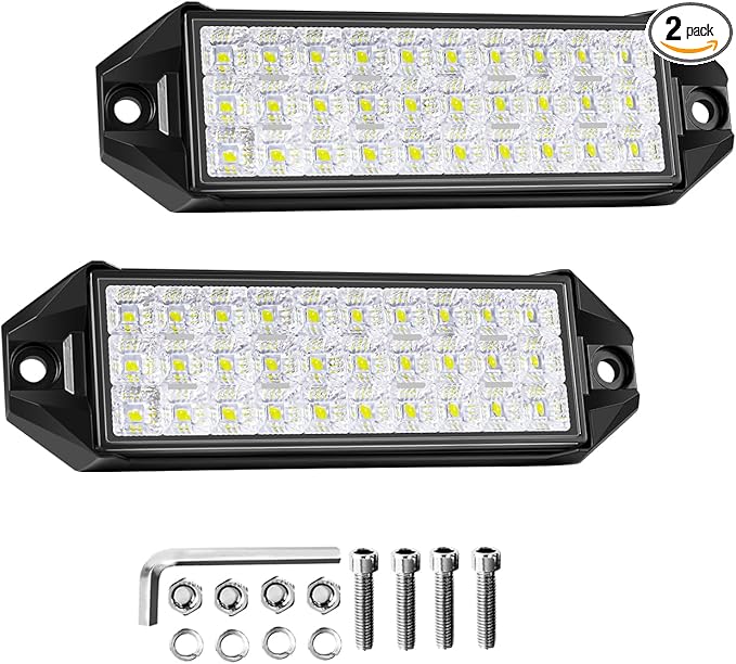 Flush Mount LED Pods, 7 Inch Surface Mount LED Light Pods 40W 4000lm, Thin LED Light Bar for Truck Tractor ATV UTV Boat 12V 24V Reverse Backup Lights Fog Lights Work Lights 2Pcs