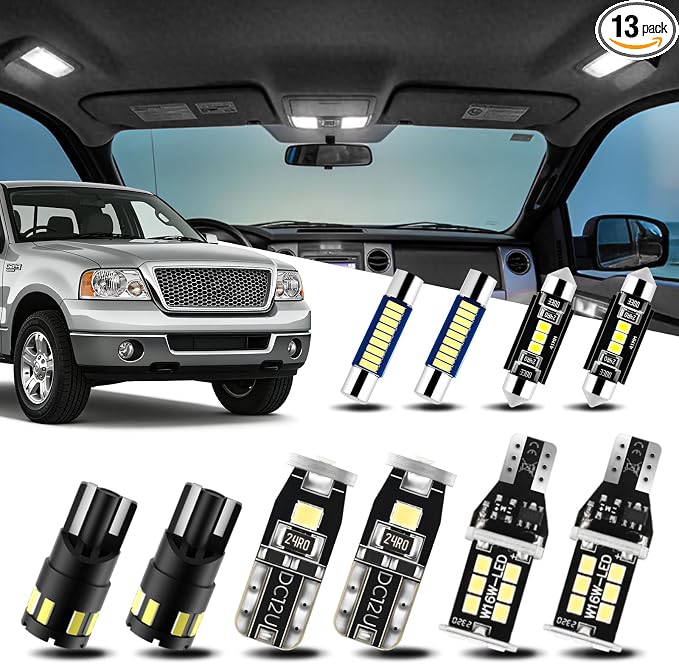 EASY EAGLE LED Interior Car Lights for Ford-F150-2004-2008: 13 Piece Kit White LED Light Bulbs - Super Bright 6000K + Install Tool