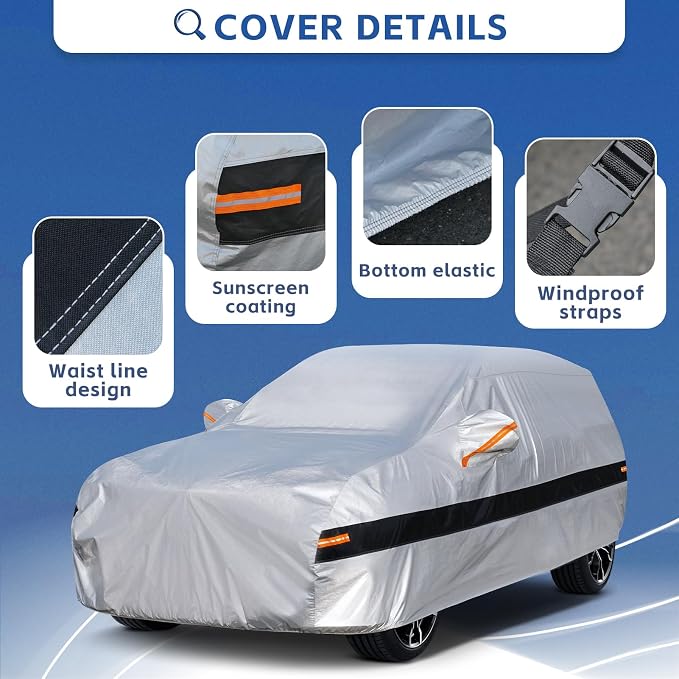 10 Layers SUV Car Cover Custom Fit for Mazda CX-5 CX5 CX-50 CX50 (2012-2024) Waterproof All Weather for Automobiles, Outdoor Full Cover Rain Sun UV Protection.Silver