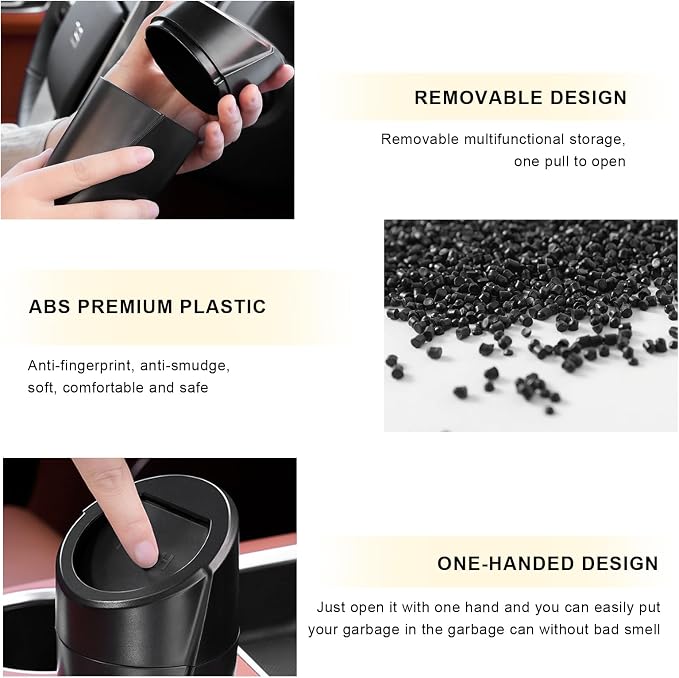 Car Trash Can Bin with Lid, Leakproof Portable Garbage Trash Bin Mini Cup Holder Organizer, Automotive Interior Dustbin Multipurpose Storage Container for Car Home Office (Pink)