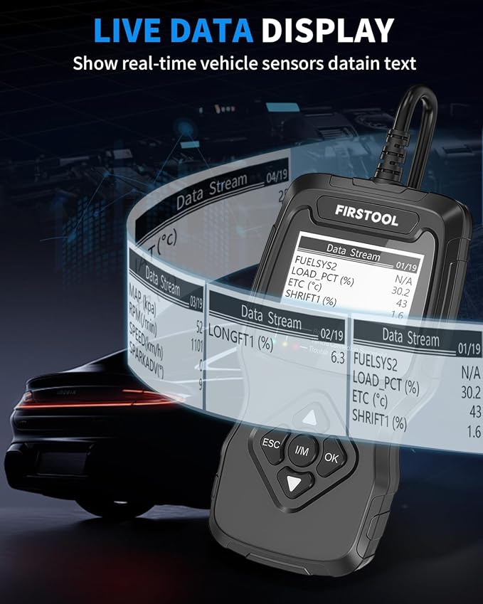 Car OBD2 Scanner, FIRSTOOL OBD2 Scanner Diagnostic Code Reader Tool with I/M Readiness, Battery Tester, Check Engine Light with Reset, OBDII/EOBD Car Diagnostic Scanner for All Vehicles After 1996