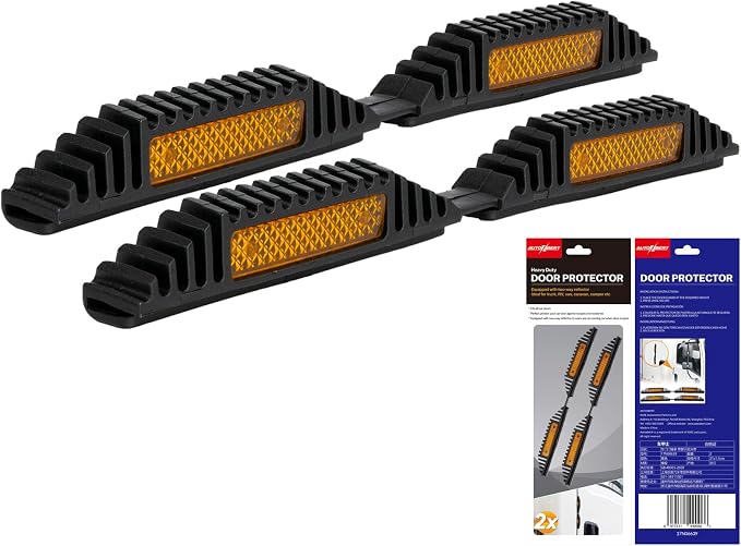 AUTOXBERT 2PCS Car Door Guard Protector Edge Strip Cover Reflectors Anti-Collision Sticker for Vans, Trucks, Pickups, RVs (Black&Yellow)