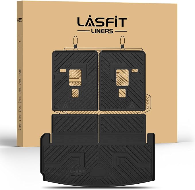LASFIT Cargo Mats for Jeep Grand Cherokee L 2021-2025 2026 Accessories Rear Backrest Mats All Weather TPE Custom Fit Trunk Seatback Mats, Black