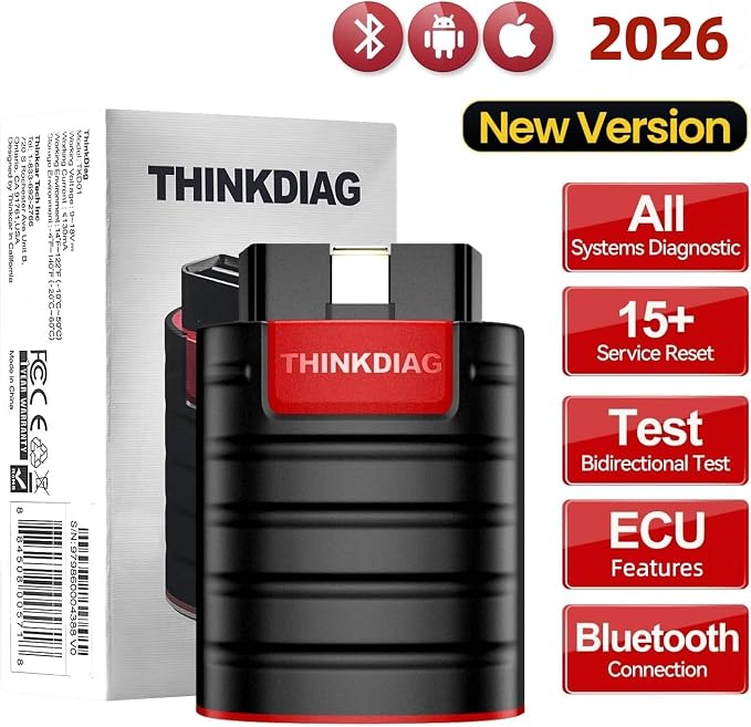 Thinkdiag OBD2 Scanner Bluetooth ECU Function Bidirectional Diagnostic Tool | Thinkcar Full System Automotive Scanner OE Level Car Code Reader for iOS & Andriod 15+ Resets, FCA AutoAuth, Active Test