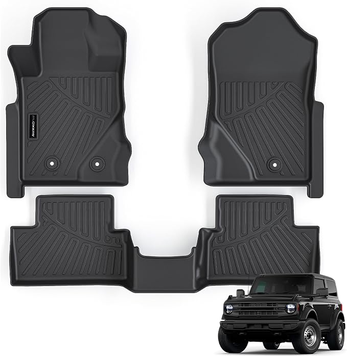 Auxko All Weather Floor Mats for Ford Bronco 2021-2025 2026 2 Door TPE Liners All Season Accessories Guard Odorless Anti-Slip Floor Liners