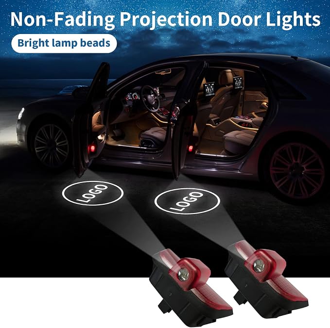 2 Pcs Non-Fading Car Door LED New Logo Projector Welcome Lamp Door Light Puddle lights Kit Compatible with Accessories W204 C200 C230 C280 2008 C260 C300 2008-2014 (C Class, W204 2008–2014)