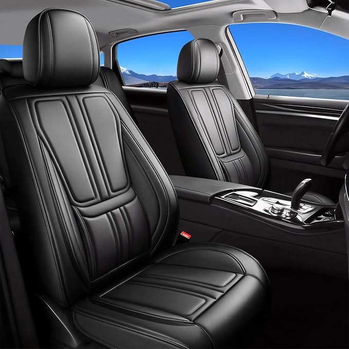 Fit HRV Car Seat Covers Compatible with Honda HR-V 2016-2023 2024 2025 2026.Full Coverage Waterproof Leather,All-Weather Seat Cushion Protector-Easy Installation(Full Set 5 Seats, Black)