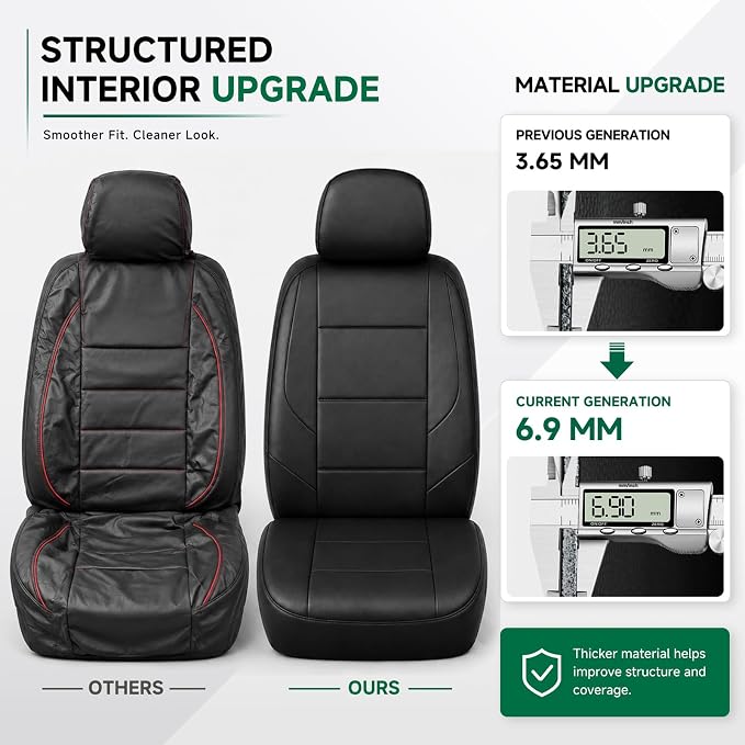 GIANT PANDA Front Seat Covers for Nissan Rogue Altima Sentra Versa Kicks Frontier Murano Pathfinder Maxima,Faux Leather Bucket Seat Cover Fit Nissan Seat Protectors (Black&Gray) 2-Pack