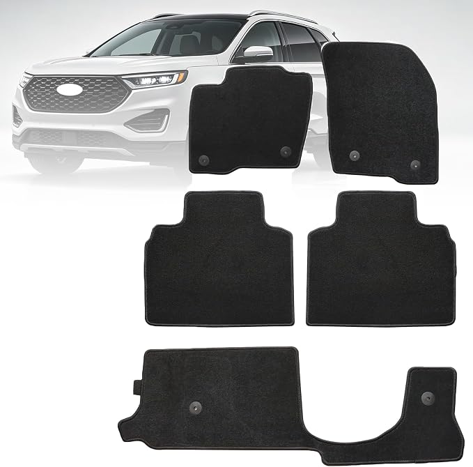 GXARTS Car Floor Mats Carpet Full Set All-Weather Protect Compatible with Ford Edge 2018 2019 2020 2021 2022 2023 2024 | WaterproofBlack Car Mats with Anti-Slip Backing