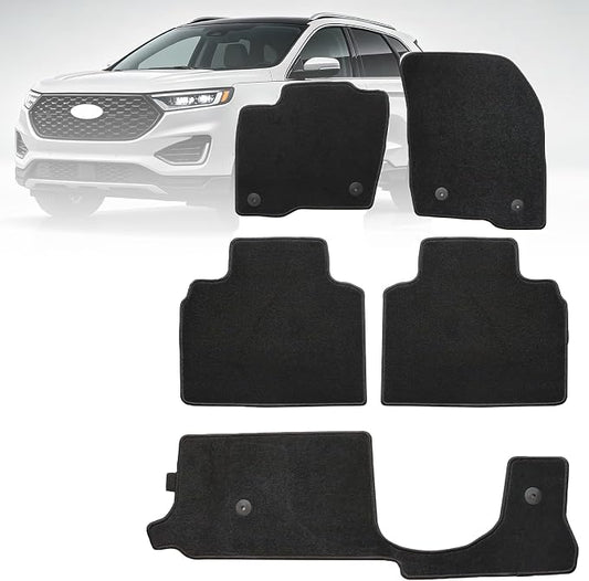 GXARTS Car Floor Mats Carpet Full Set All-Weather Protect Compatible with Ford Edge 2018 2019 2020 2021 2022 2023 2024 | WaterproofBlack Car Mats with Anti-Slip Backing
