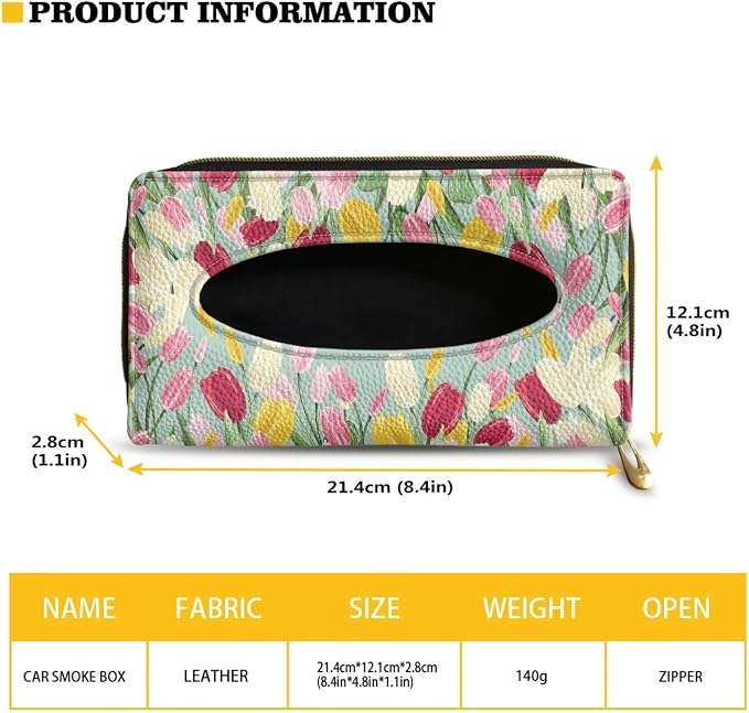Tulips Visor Tissue Holder for Car Sun Visor Napkin Holder Car Visor Accessories PU Leather Visor Tissue Holder Universal Fit