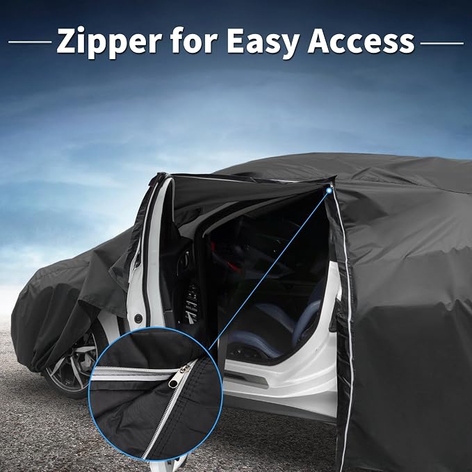 X AUTOHAUX Car Cover for Honda Accord Sedan/Coupe 210D-PU Outdoor Full Car Cover All Weather with Door Zipper for Waterproof Windproof Sun Rain Snow Protection
