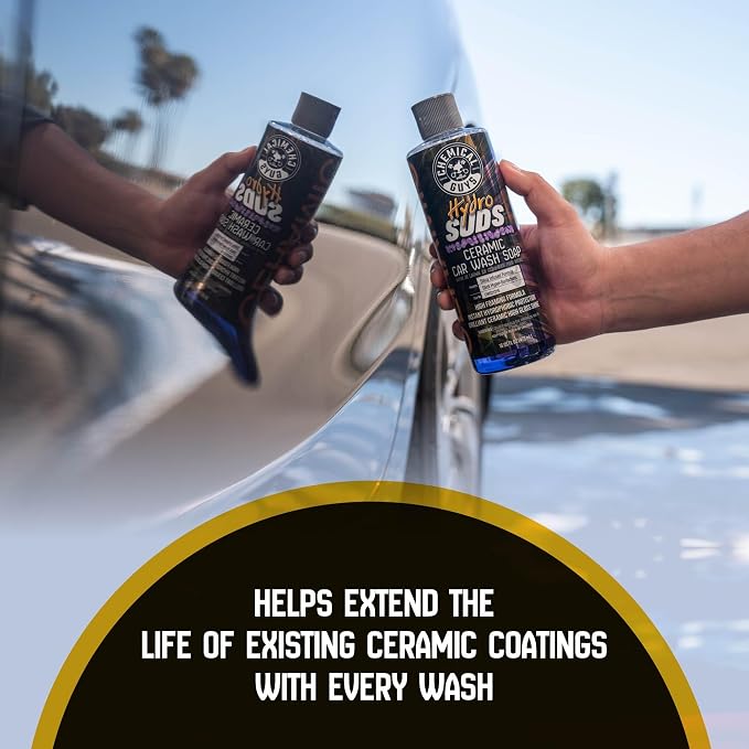 Chemical Guys, HydroSuds Ceramic High Foaming Car Wash Soap, Berry, 16 oz | Ceramic polymers add gloss and water beading, thick foam for cannons, guns or buckets, sweet berry scent