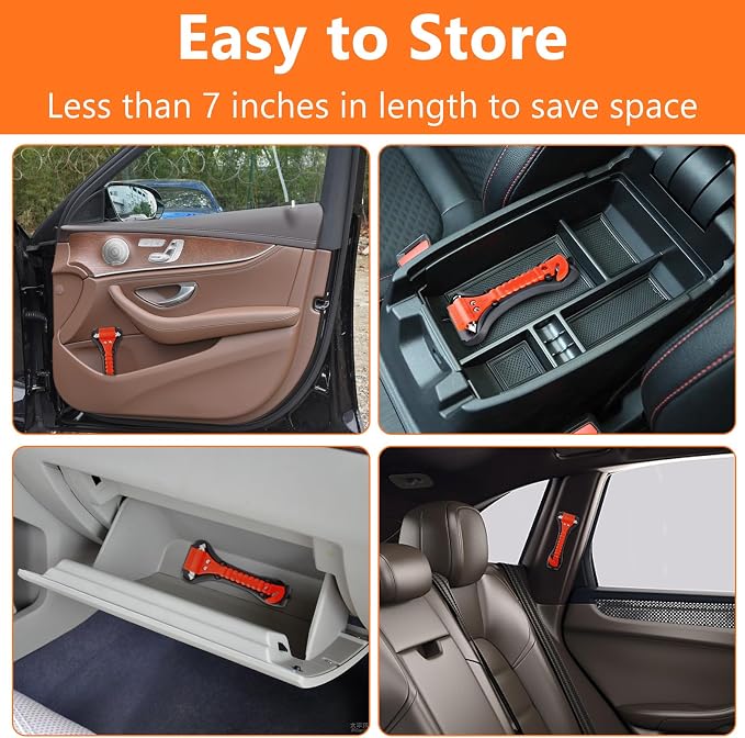 BFXM Car Window Breaker Hammer and Seat Belt Cutter 2-in-1, Emergency Escape Tool, Safety Glass Breaker, Automotive Safety Essentials and Accessories, 4 Packs