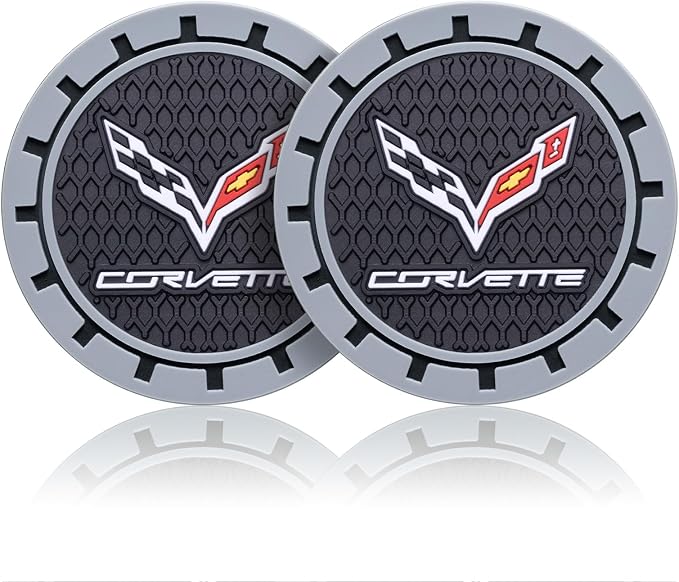 Car Cup Coaster, 2PCS Universal Non-Slip Cup Holders, Compatible with Corvette Series Car Cup Holder Coasters，Car Drink Coaster Holder Accessory, Black