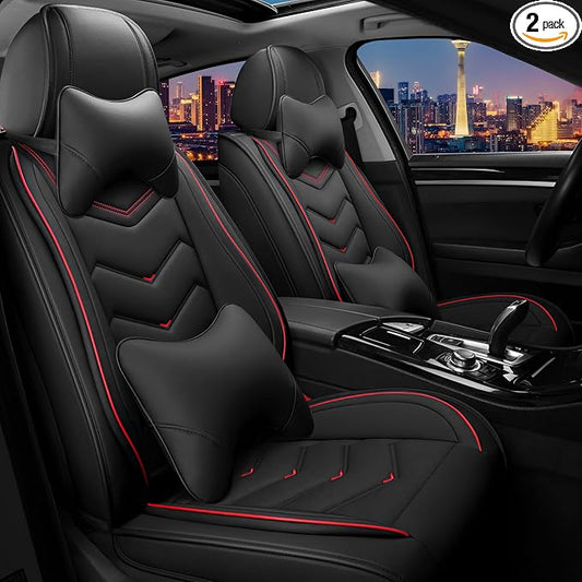 CTDS Car Seat Covers for Honda Civic 2000-2026, Stylish Sport Seat Cover, Premium Nappa Leather Car Seat Cover. Automobile Seat Covers Sets.(Luxury 2 Seats/Black)