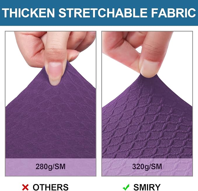Smiry Waterproof Seat Covers for Dining Room Chairs Set of 6, Stretch Jacquard Removable Washable Chair Seat Slipcovers Protector, No Rear Covers, Purple