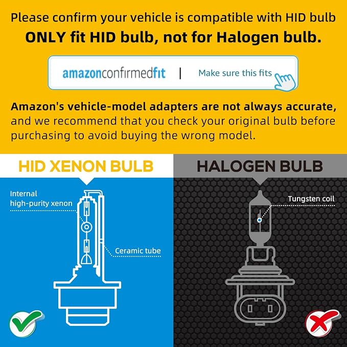 Sinoparcel D4S Xenon HID Headlight Bulbs - 8000K 35W High Low Beam 42402 66440 42402WX Replacement Lights- Pack of 2