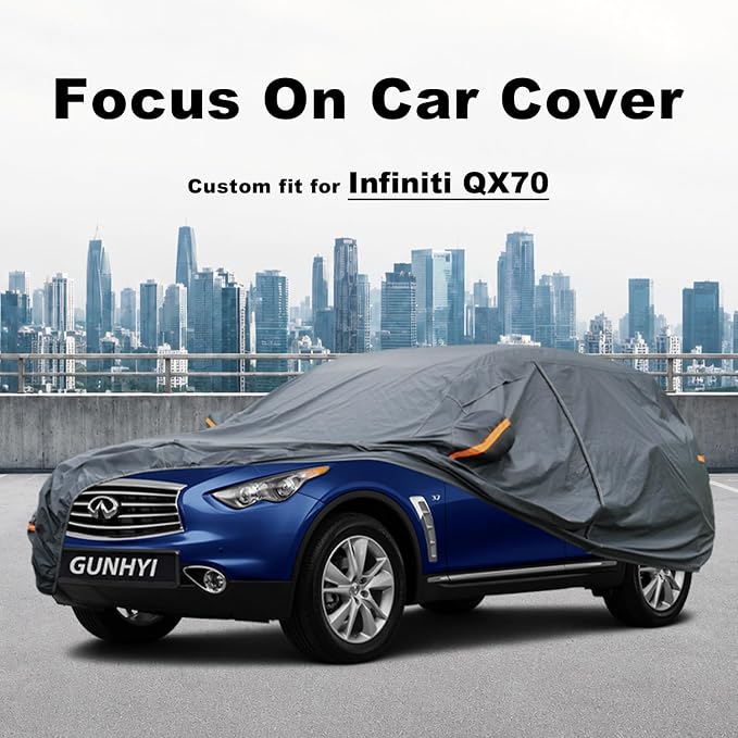 GUNHYI Premium Car Cover Custom Fit Infiniti QX70, 16 Layers Heavy Duty Car Cover Waterproof All Weather with Zipper Door for Sun Rain Snow Dust Uv Protection