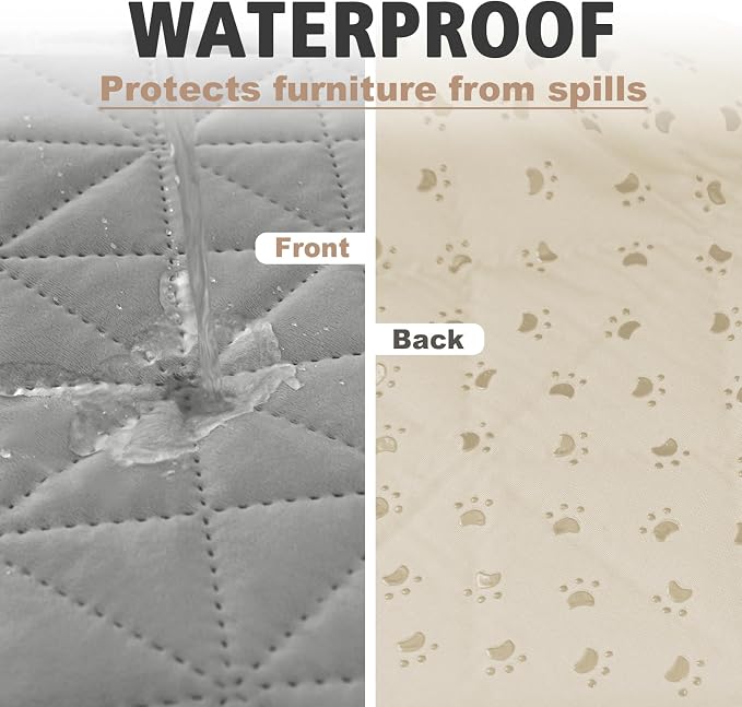 Ameritex Sofa Cover Waterproof for Seats Couch Cover for Dogs Pet Couch Cover Velvet for Chair Loveseat Sofa Machine Washable (Light Grey, 30x80 Inch)