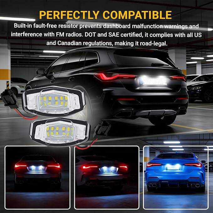 2PCS LED License Plate Lights, 6500K White Super Bright Tag Lamp Assembly Replacement, 18-SMD License Compatible with Honda Accord Sedan Odyssey Civic Pilot & Acura MDX TSX TL ILX RDX RL