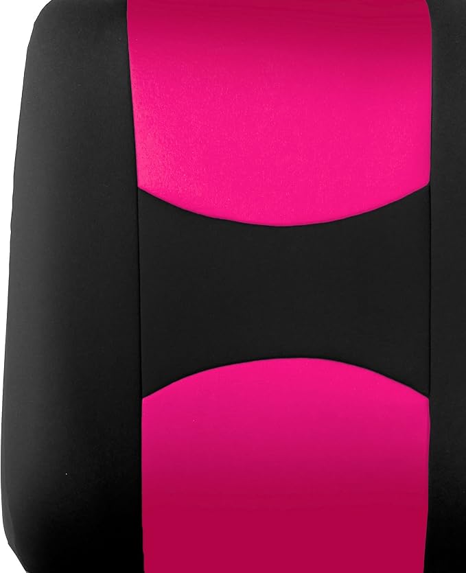 FH Group Car Seat Covers Front Set in Cloth - Car Seat Covers for Low Back Car Seats with Removable Headrest,Universal Fit,Automotive Seat Covers,Washable Car Seat Cover for SUV,Sedan,Van Pink