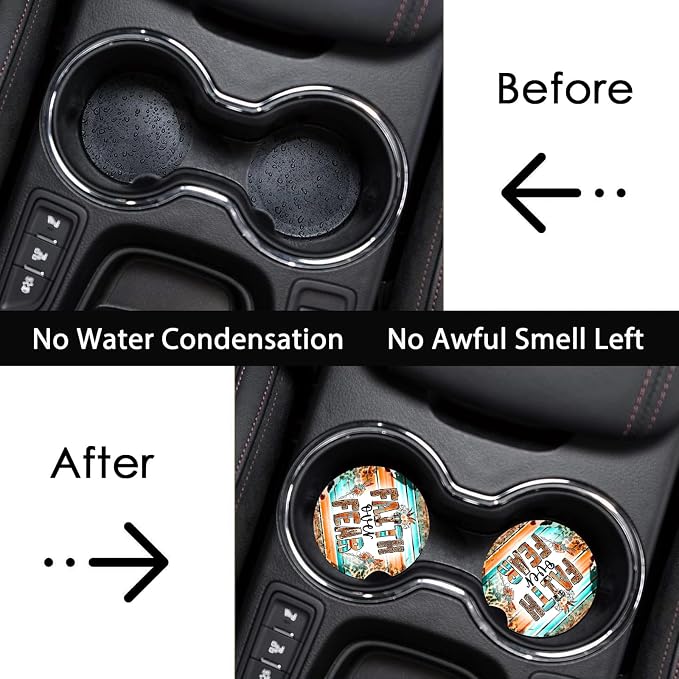 2 Pack Religion Car Cup Holder Coasters Universal Neoprene Coasters | 2.75" Universal Size Anti Slip Rubber Mat, Auto Cup Holder Accessories for SUV Truck, Walk by Faith Gifts for Women Mom