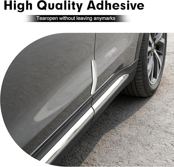 4PCS Silicone Car Door Edge Guards, Car Door Anti-Collision Guards, Universal Silicone Car Door Bumper Guard, Adhesive Bumper Scratch Guards for Auto, Sedans, Trucks, SUVs(White)