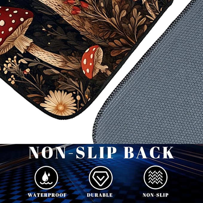 Mushroom Car Floor Mats Set of 4 Red Moon Star Night Wildflower Magic Automotive Foot Mats Rugs Carpet for Car Non-Slip Auto Car Accessories Universal Fit for Car SUV Truck Van
