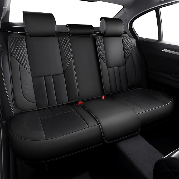 Universal Car Seat Covers for SUVs Sedans Trucks Black | universal fit, faux leather, waterproof, breathable, stain/scratch resistant, airbag compatible, anti-slip, easy install