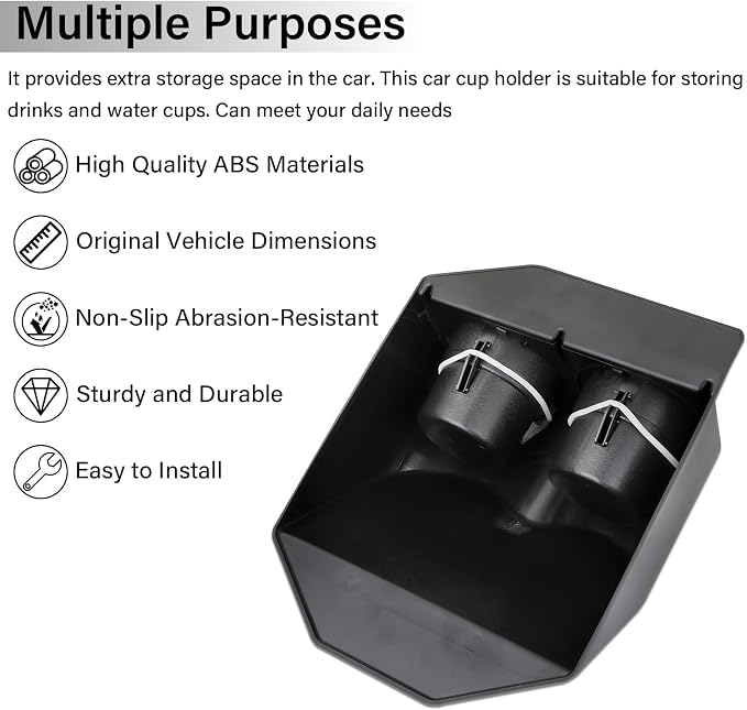 Car Cup Holder, Portable Dual Cup Holders, Multifunctional Cup Drink Holders, Fit for 1997-2013 Corvette C5 C6 (Black)