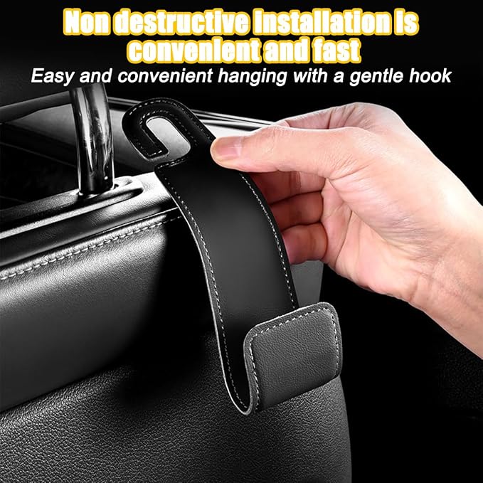 2PCS Car Seat Headrest Hook, Leather Vehicle Seatback Organizer Hanger for Hanging Purses Bags Coats, Auto Seat Back Storage Hook Accessories, Universal for SUV, Sedan, Truck (Red)