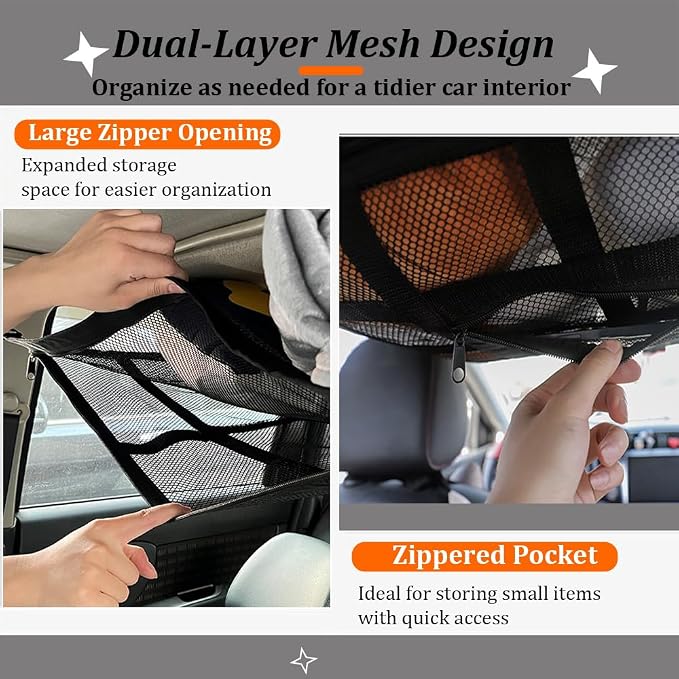 Car Ceiling Cargo Net for Lexus GX 470 LX 470 LX570, Car Overhead Storage Mesh Organizer, Adjustable Buckle Roof Storage, Auto Cargo Organizer, Interior Accessories,70 * 50