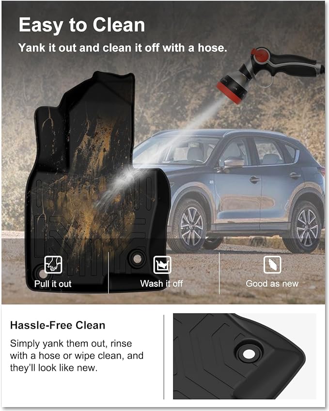 Kiwi Master Floor Mats for 2017-2025 Mazda CX-5 | Custom Fit All Weather Car Mats, Heavy Duty TPE Floor Liners, Front & Rear 2 Row Set, Black