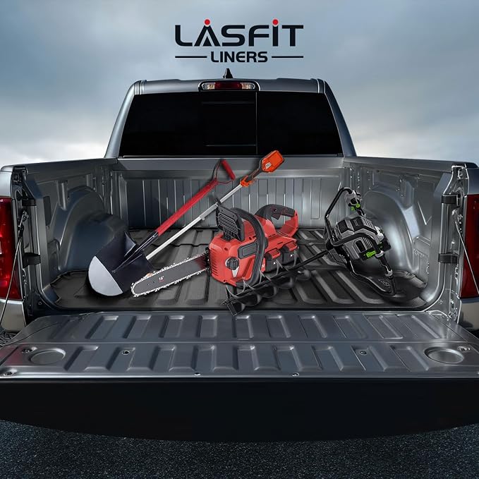 LASFIT 6.4FT Truck Bed Mat for Ram 1500 2019-2026 Standard Bed (6FT4/76.3inches) NOT for Classic Model or Model with RamBox, All Weather TPE Custom Fit Truck Cargo Bed Liner, Black