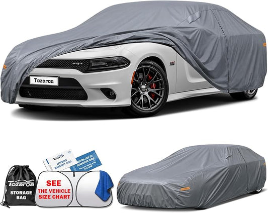 Car Cover Waterproof All-Weather,Outdoor Full Exterior Coupe Covers Custom Fit for Dodge Charger,Model S,Hyundai Genesis,Jaguar XJ,Chevy Malibu,Buick Lesabre Regal,etc,Size C5(See SizeChart)