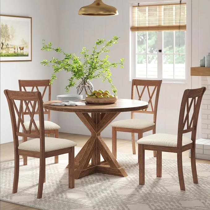 Fuloon Waterproof Chair Seat Covers 4 PCS, Stretch Cushion Covers Washable Dining Room Seat Slipcover Removable Kitchen Chair Protector (4, Cream)