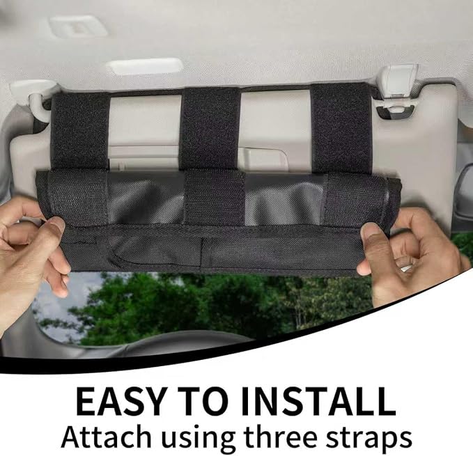 Car Sun Visor Organizer, 2-Pack | Double Side Visor Organzier with Card Pouch, Multi-Functional Sunglass Holder for Cars, Trucks, Vans